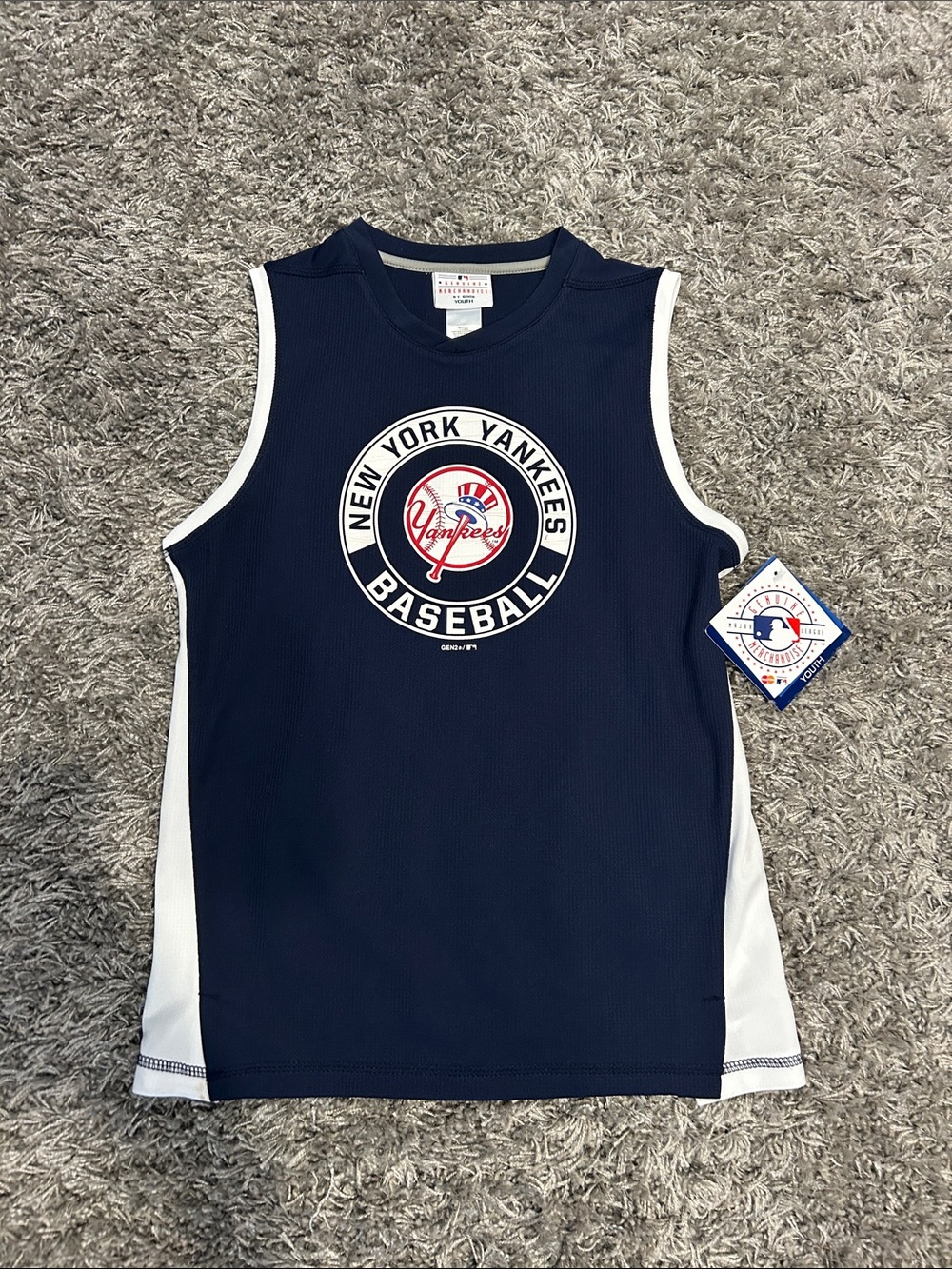New York Yankees Navy & White Kids' Baseball Tank Top